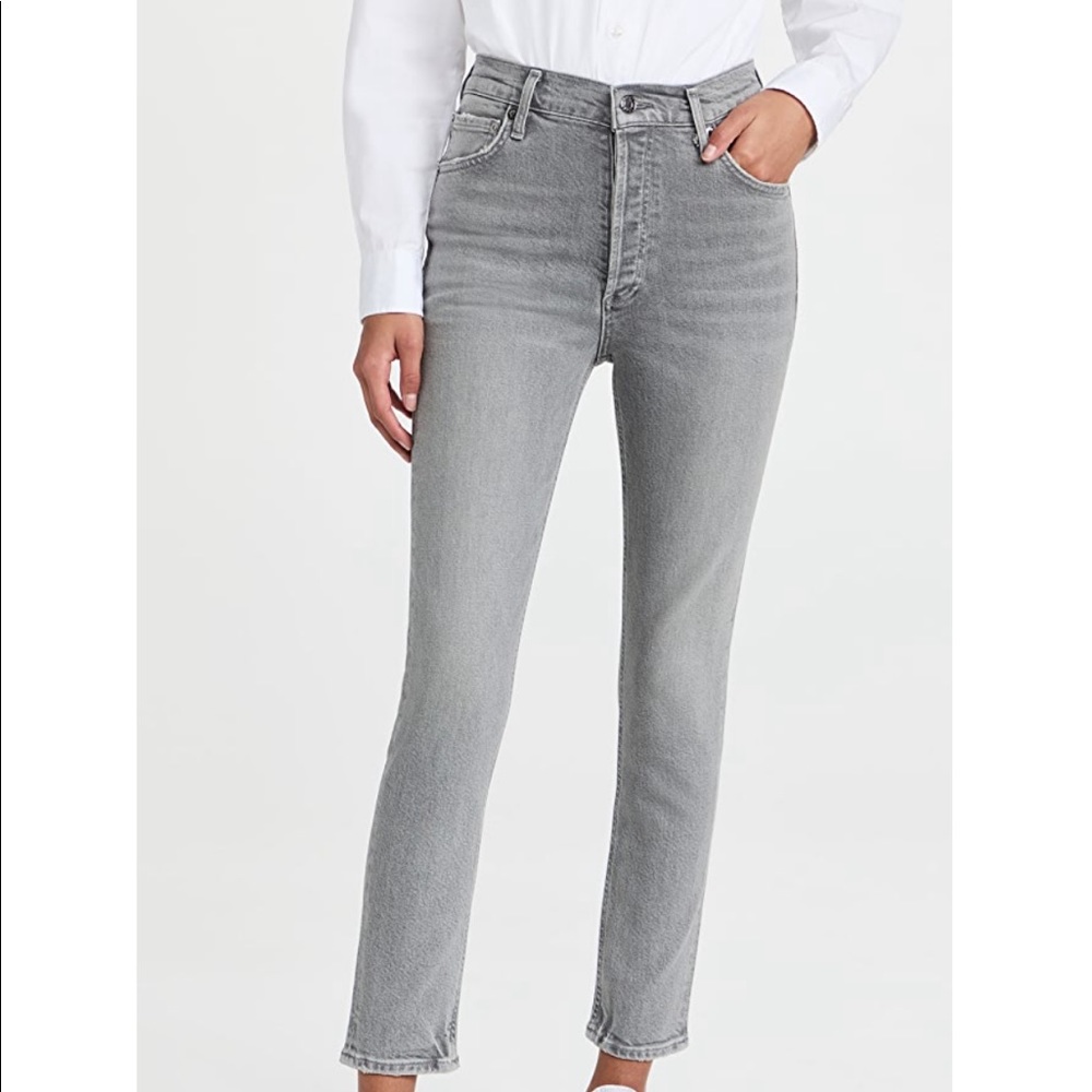 Agolde Nico High Rise Slim Fit Jeans in Grey Wash